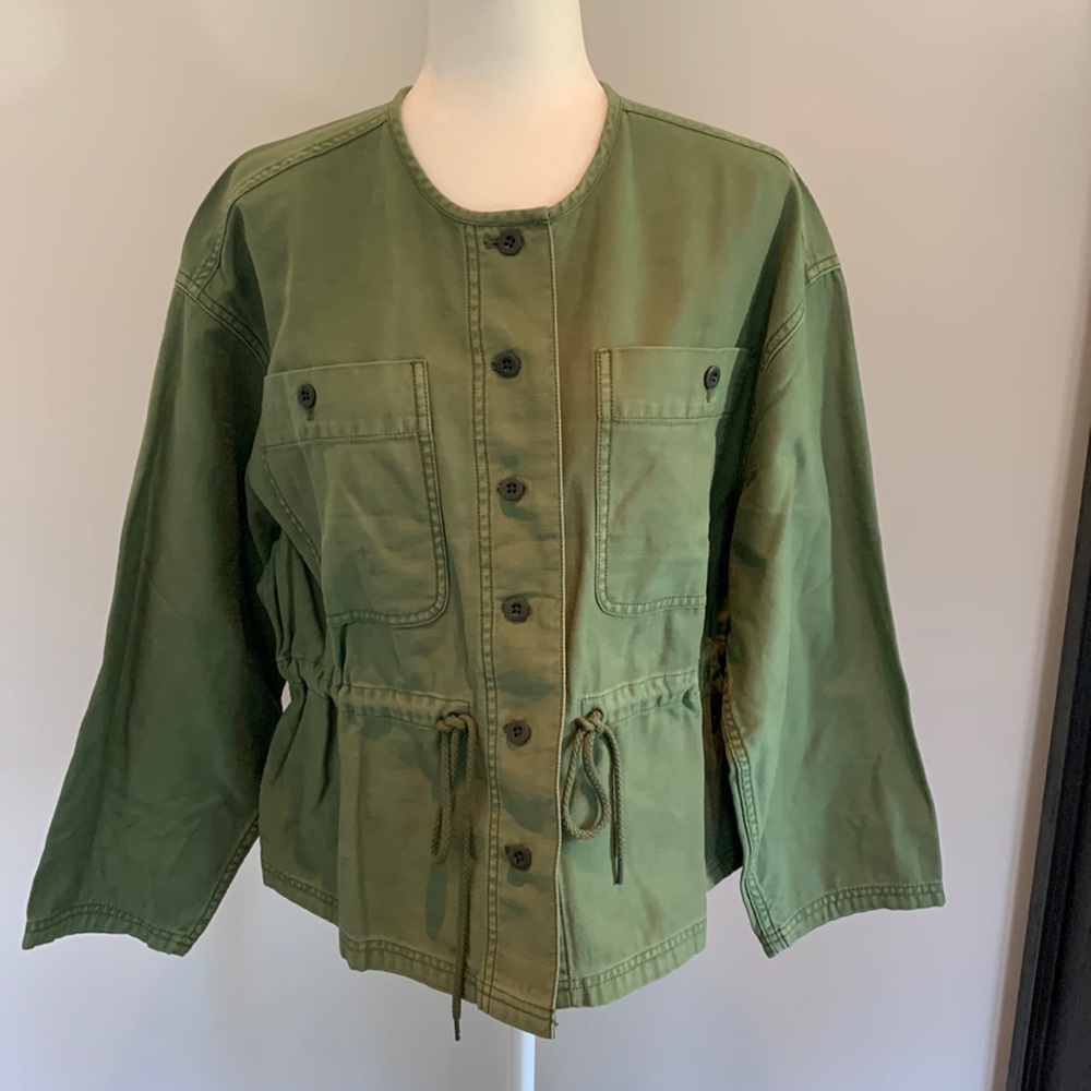 Madewell olive green cotton cinch waist jacket